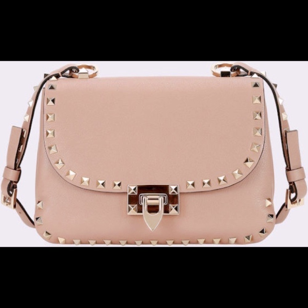 🆕 Authentic Valentino Garavani Light Pink Leather Rockstud Small Shoulder Bag - Picture 14 of 17